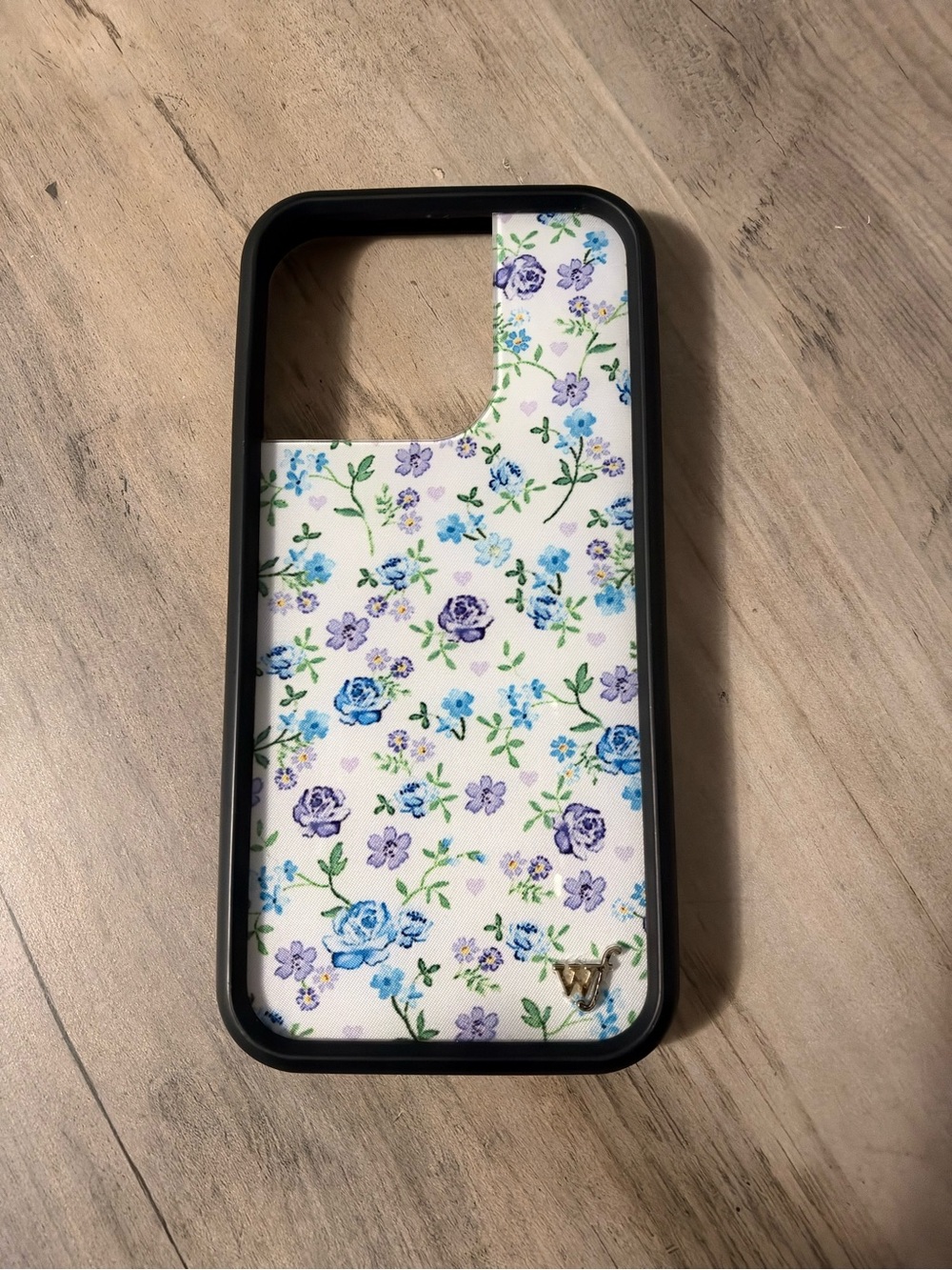 Wildflowers Blue, Purple & Green Floral Phone Case with Black Frame